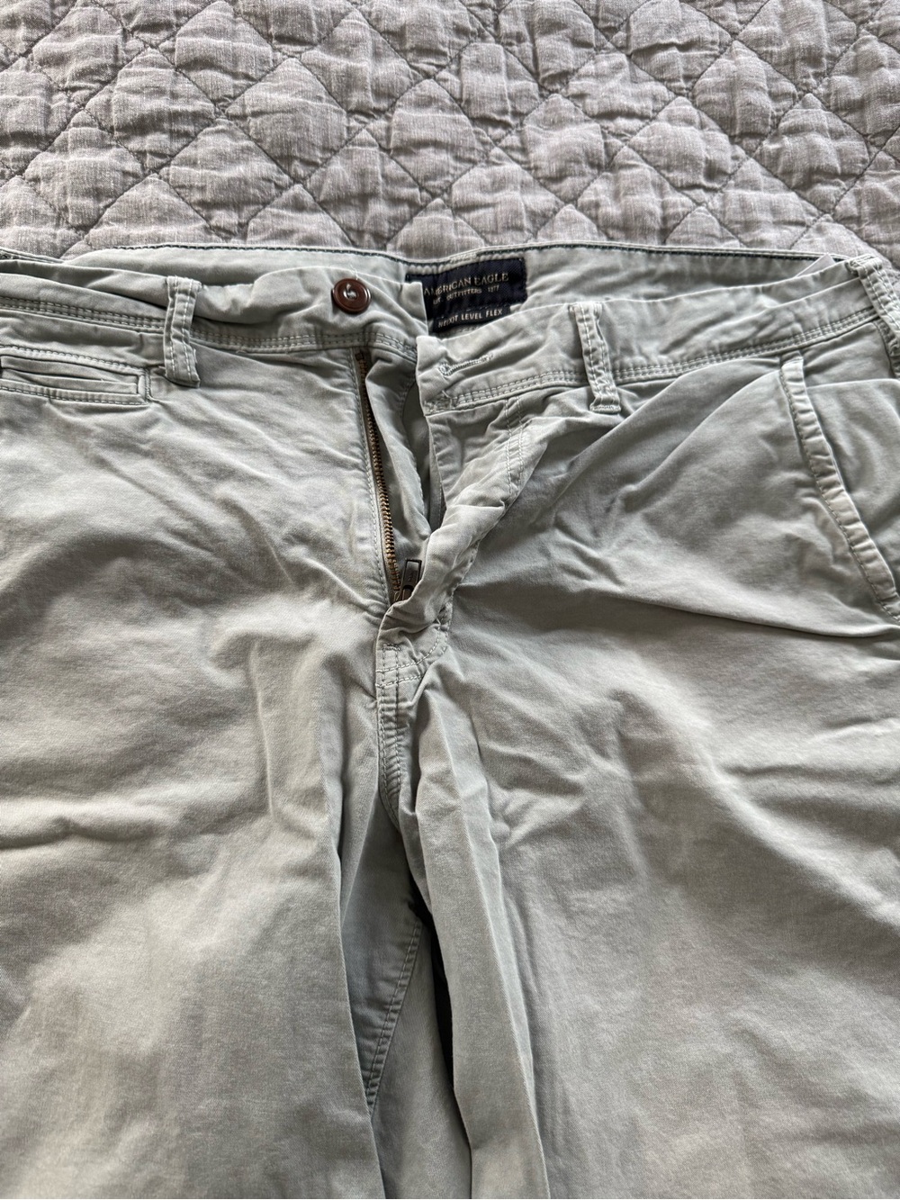 American Eagle Outfitters Men's Flat Front Shorts — Light Blue & Light Gray - Picture 2 of 11
